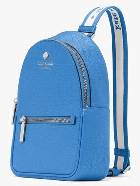 Kate Spade Emma Small Blue Pebbled Leather sling Backpack Like new $379 retail